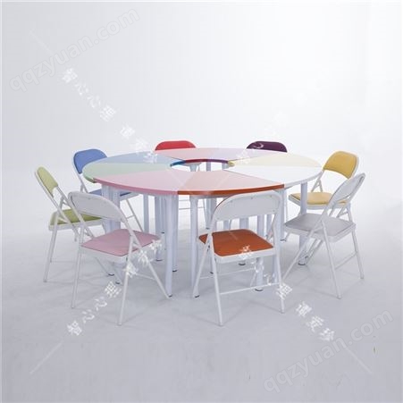 学校6，8色团体活动桌椅团体活动室标配可配彩色折叠椅