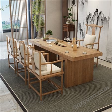 青岛实木家具厂家 新中式实木茶桌椅组合 简约现代茶桌茶台 品质保障
