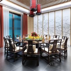 新中式自动旋转桌椅 电动大圆桌椅组合 酒店宴会大餐桌定制