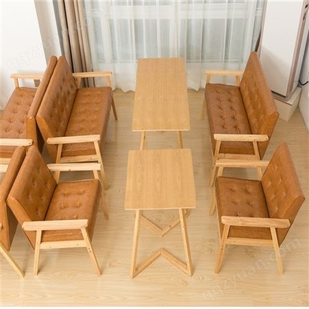 青岛餐饮家具 餐厅成套家具定制 复古休闲洽谈桌椅沙发