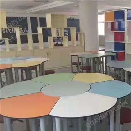 智学校园图书馆心理室辅导培训桌-阅读桌团体活动桌梯
