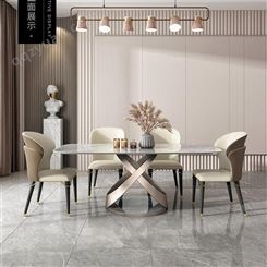 轻奢亮光岩板餐桌长方形餐桌吃饭桌子鼎富DF-022454