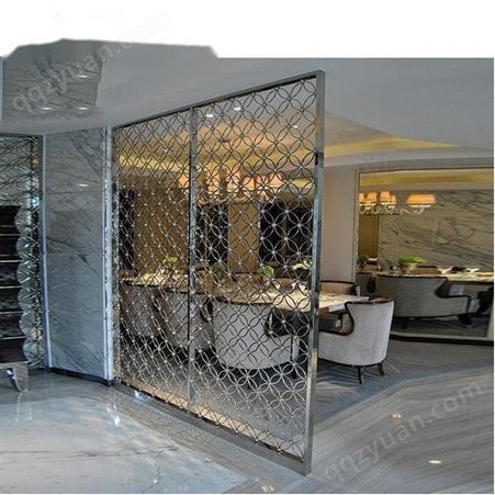 鼎富金属DF224新中式不锈钢屏风隔断 定制镂空花格 酒店客厅玄关 家用屏风