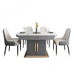 鼎富DF008岩板餐桌椅家用小户型现代轻奢北欧简约电磁炉多功能伸缩折叠桌子