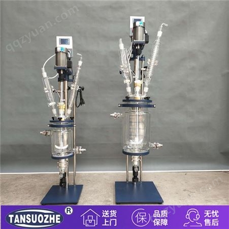 供应双层玻璃反应釜 TSZSF-2L新型多功能双层玻璃反应设备 真空玻璃反应器