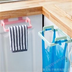 居家厨房门背式手提垃圾袋支架E489家用橱柜门后塑料袋抹布挂架