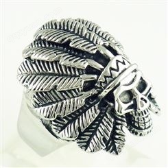 嘻哈流行韩版骷髅头 仿古钛钢戒指私人定制 不锈钢戒子加工生产