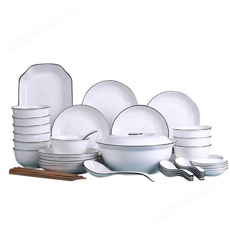 57件碗碟套装家用饭碗北欧餐具家用碗盘陶瓷景德镇碗筷子菜盘组合
