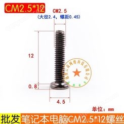 CM2.5*12头4.5笔记本螺丝平薄头 后盖螺丝加硬黑镍 扁平头
