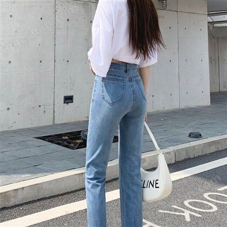 韩版时尚秋季牛仔裤直筒裤弹力小脚裤女装裤子