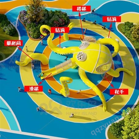 章鱼滑梯厂家可定做 大型章鱼儿童游乐设备规划设计儿童乐园方案