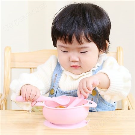 硅胶母婴制品硅胶防摔强力吸盘碗 宝宝辅食碗 耐高温儿童餐具套装可定制