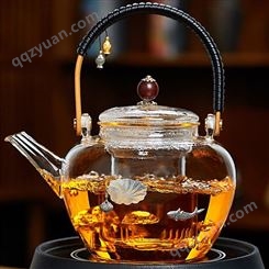泡茶壶  纯手工高鹏硅玻璃壶  提梁蒸煮茶壶  家用玻璃烧水壶