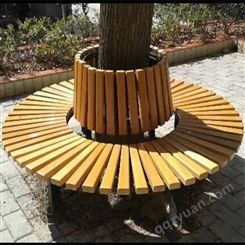 户外圆形木条树池椅子 公园树木花坛坐凳 围树椅