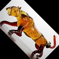 河北供应  豹子酒瓶  玻璃空酒瓶  创意礼品摆件  大猫咪  十二生肖  透明家用酒壶