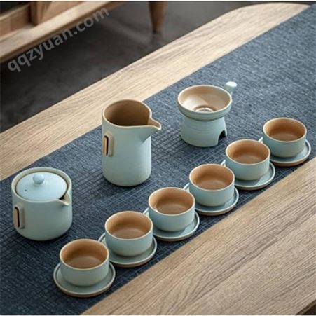 简约日式功夫茶具套装 整套陶瓷侧把壶茶杯 家用储水式茶盘茶具礼盒