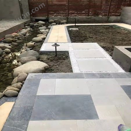 郑州别墅花园建造施工 庭院硬化装修 铺石材防腐木地板