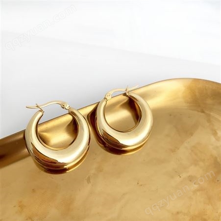 今泊二丨欧美流行个性张扬月牙型空心不锈钢耳环百搭耳饰 专注钛钢饰品设计生产十年以上