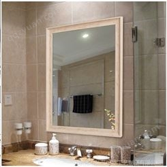 定制浴室镜子 带框 木纹色酒店卫生间镜子 长方半身挂镜装饰