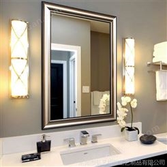 现代卫生间/酒店卫浴浴室镜子 长方欧式镜子 香槟色挂镜